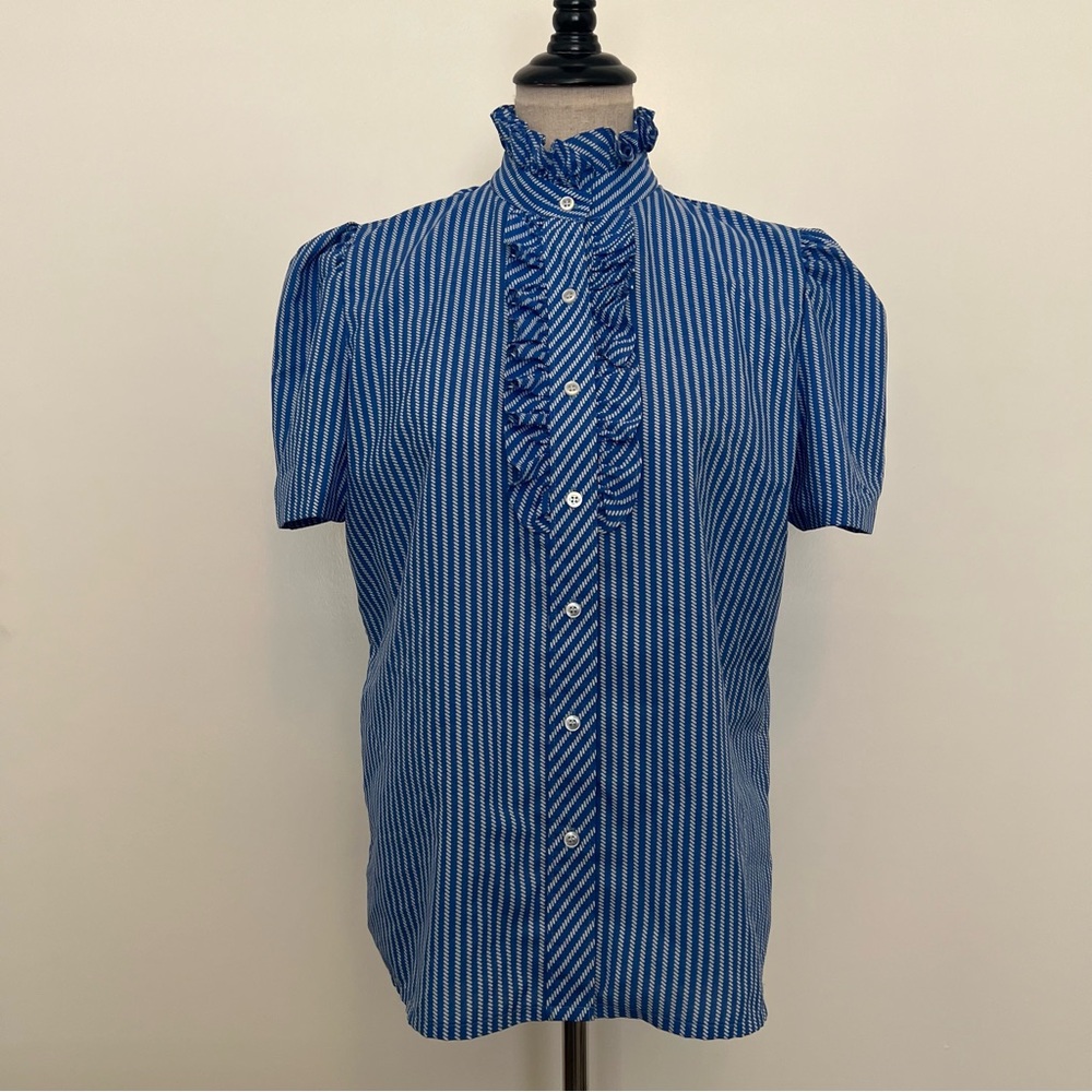 Lucky winner blue and white blouse